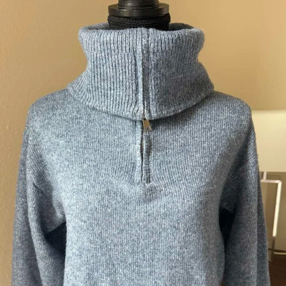 NWT All in Favor Sweater Dress gray-blue, high collar with zipper, size XS - Picture 3 of 16
